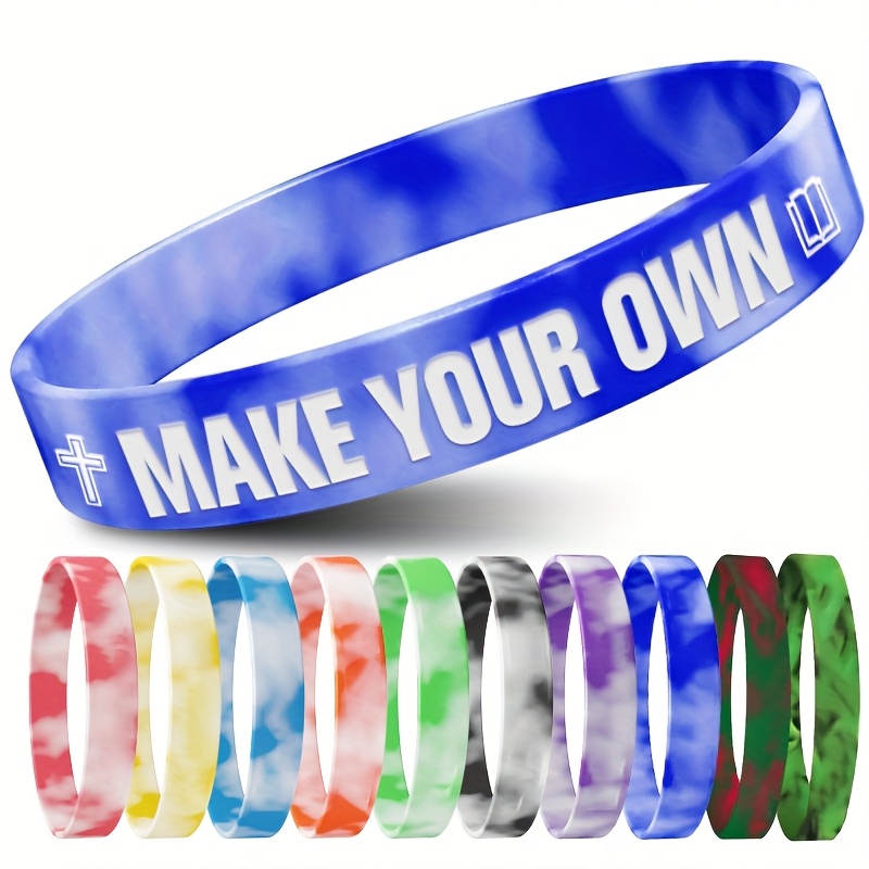 70pcs Silicone Bracelets with Religious Patterns, Create Your Own Design